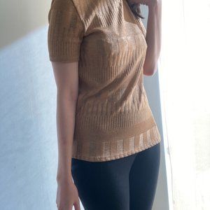 Zara - stretchy gold short-sleeve blouse